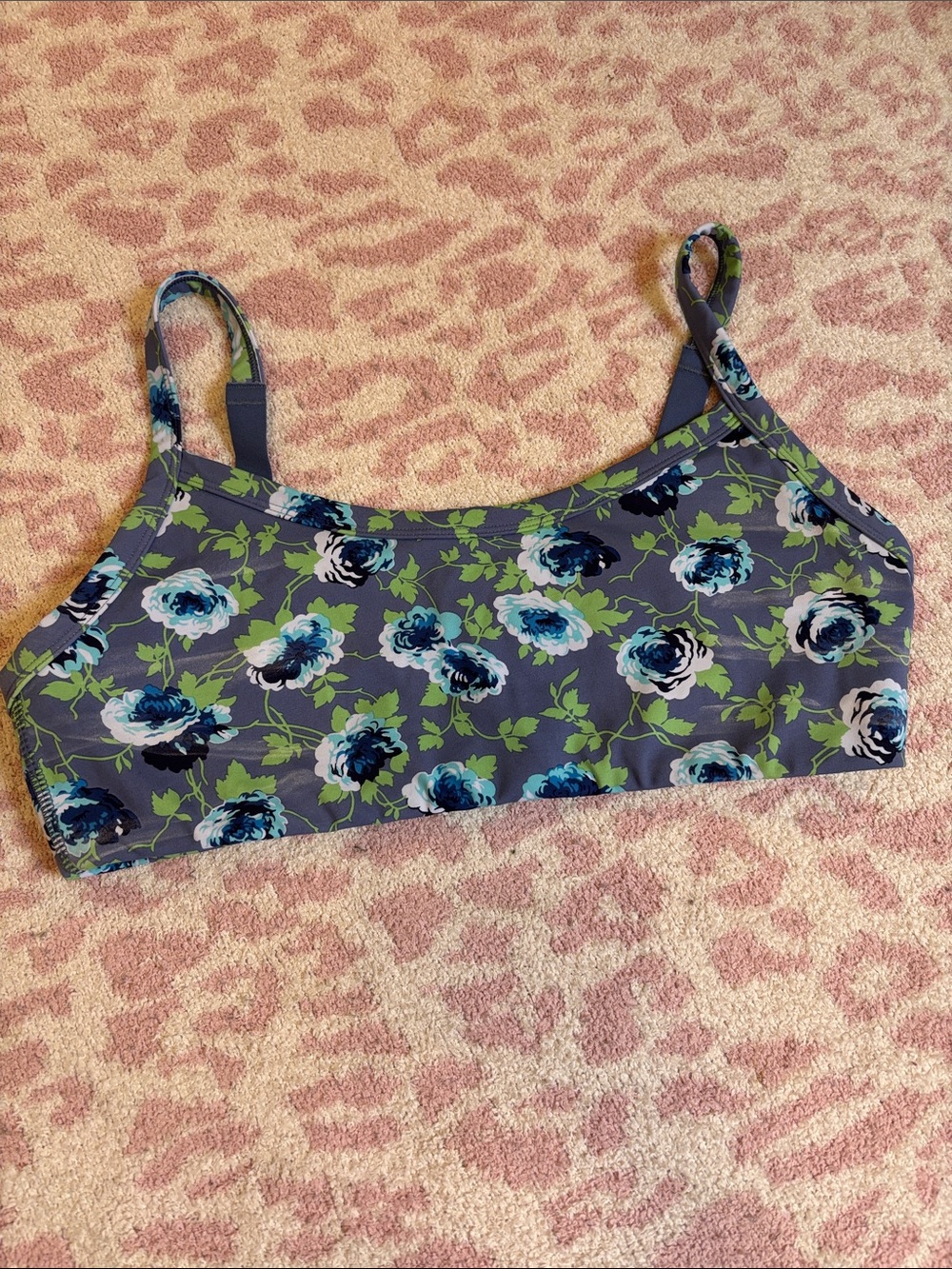 Offline Floral Scoop sports bra Blue & Green